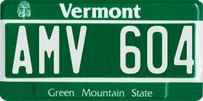 VT license plate AMV604