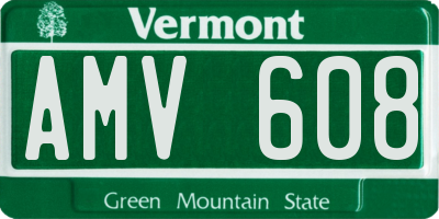 VT license plate AMV608