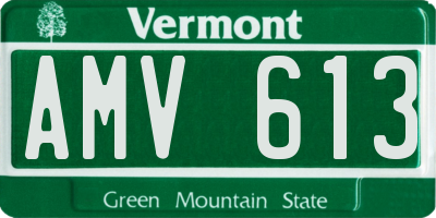 VT license plate AMV613