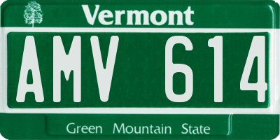 VT license plate AMV614