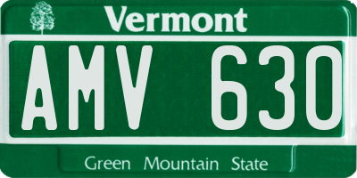 VT license plate AMV630
