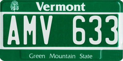 VT license plate AMV633