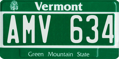VT license plate AMV634