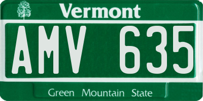 VT license plate AMV635