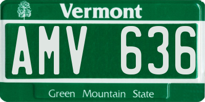VT license plate AMV636