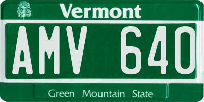 VT license plate AMV640