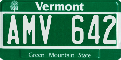 VT license plate AMV642