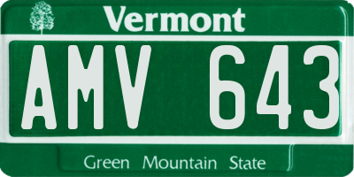 VT license plate AMV643
