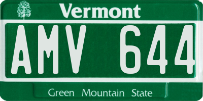 VT license plate AMV644