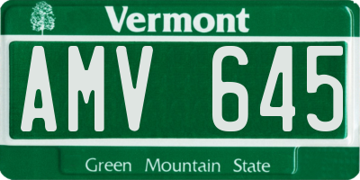 VT license plate AMV645