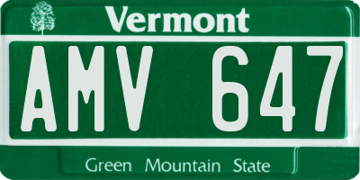 VT license plate AMV647