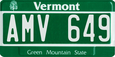 VT license plate AMV649