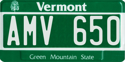 VT license plate AMV650