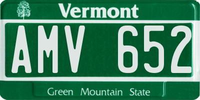 VT license plate AMV652