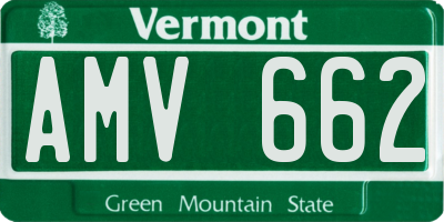 VT license plate AMV662