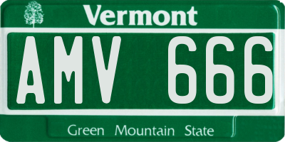 VT license plate AMV666