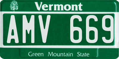 VT license plate AMV669