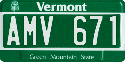VT license plate AMV671