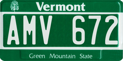 VT license plate AMV672