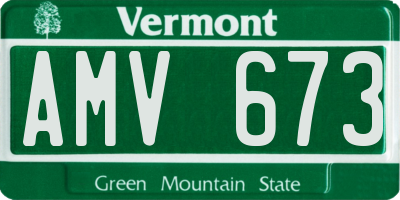 VT license plate AMV673
