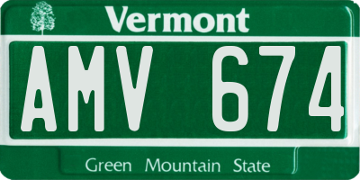 VT license plate AMV674