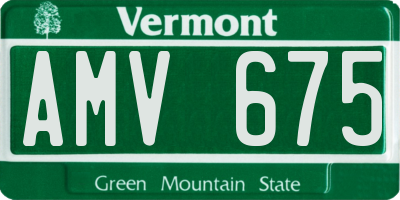 VT license plate AMV675
