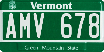 VT license plate AMV678