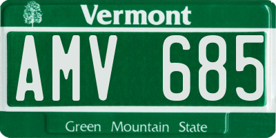 VT license plate AMV685