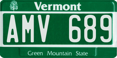 VT license plate AMV689