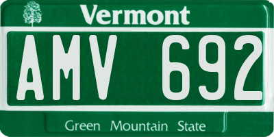 VT license plate AMV692