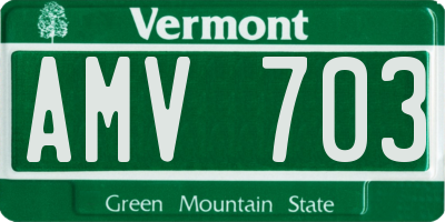 VT license plate AMV703