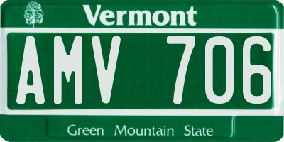 VT license plate AMV706