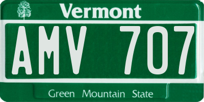 VT license plate AMV707