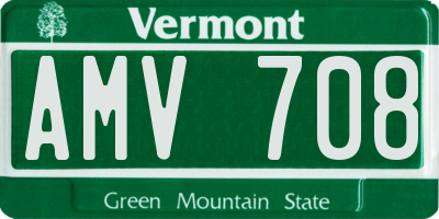VT license plate AMV708