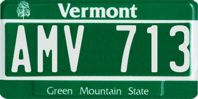 VT license plate AMV713