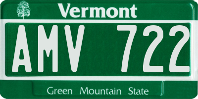 VT license plate AMV722