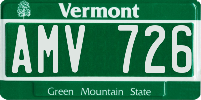 VT license plate AMV726