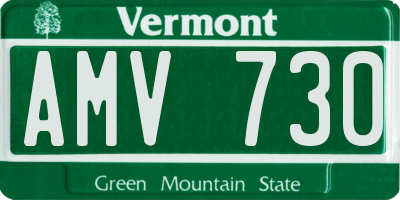 VT license plate AMV730