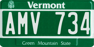 VT license plate AMV734