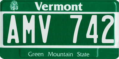 VT license plate AMV742