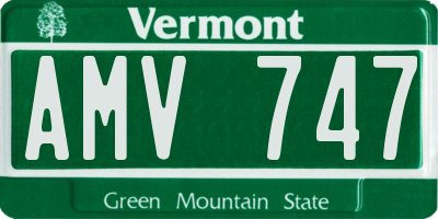 VT license plate AMV747
