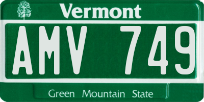 VT license plate AMV749