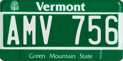 VT license plate AMV756