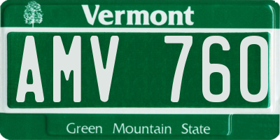 VT license plate AMV760