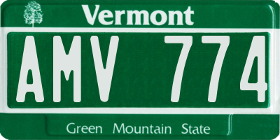 VT license plate AMV774