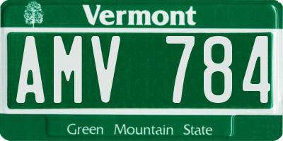 VT license plate AMV784