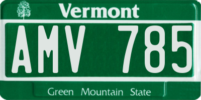 VT license plate AMV785