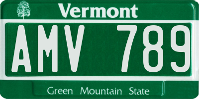 VT license plate AMV789