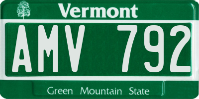 VT license plate AMV792