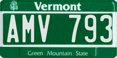 VT license plate AMV793
